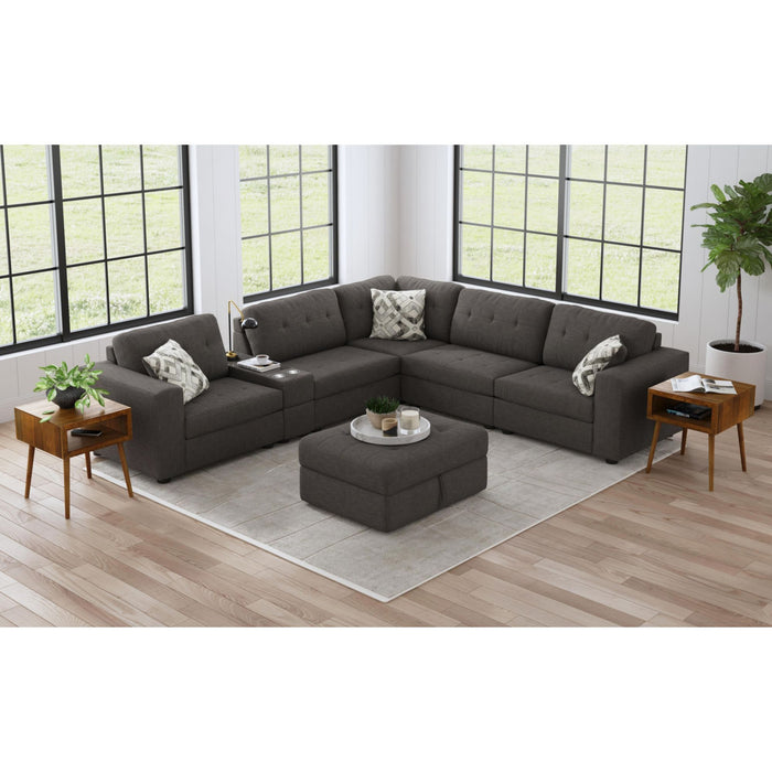 Options One Storage Ottoman in Palmer Plus Ash - Vida Furniture (Laredo,TX)