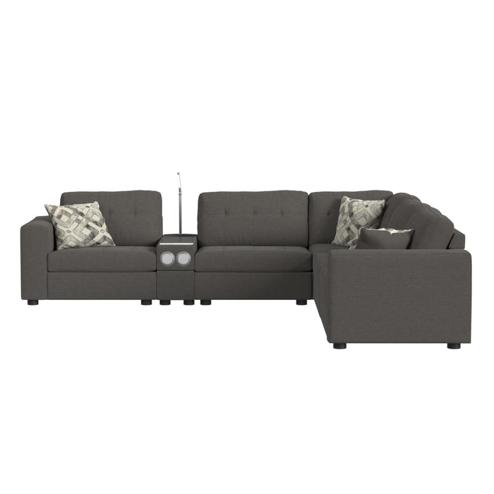 Options One Media Console with Drawer, acrylic top, reading light and PWS in Palmer Plus Ash - Vida Furniture (Laredo,TX)