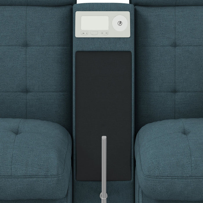 Options One 8PC Living Room Set in Palmer Plus Teal with Media Console - Vida Furniture (Laredo,TX)