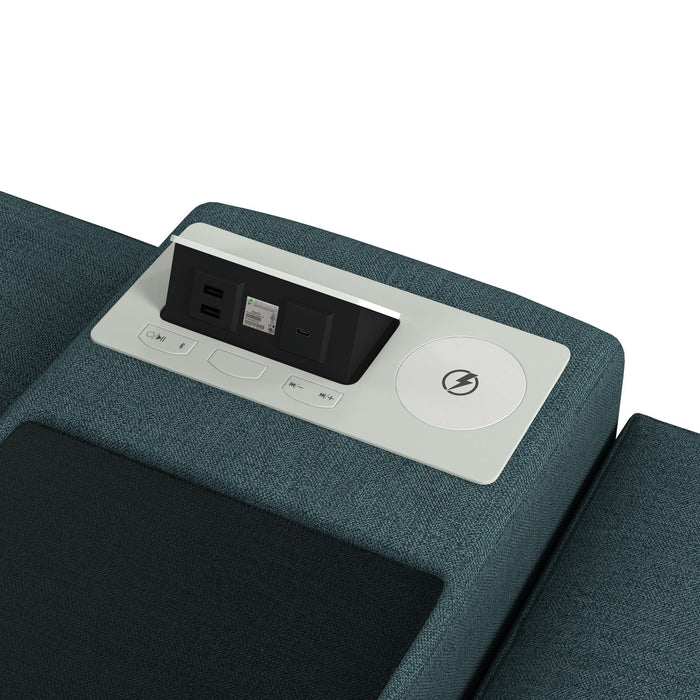 Options One 8PC Living Room Set in Palmer Plus Teal with Media Console - Vida Furniture (Laredo,TX)