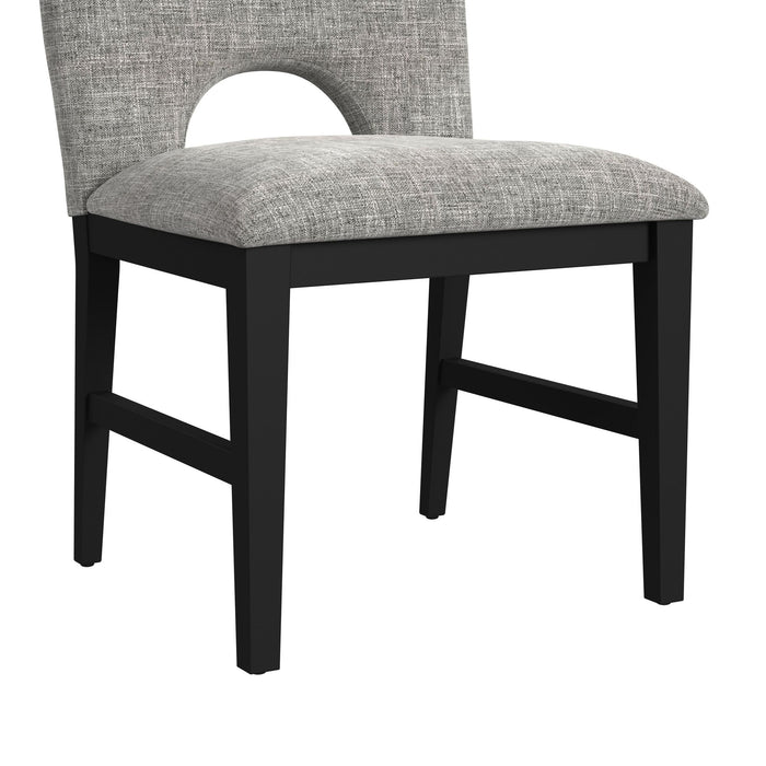 Oregon Dining Side Chair with Grey Fabric in Black (2 Per Carton) - Vida Furniture (Laredo,TX)