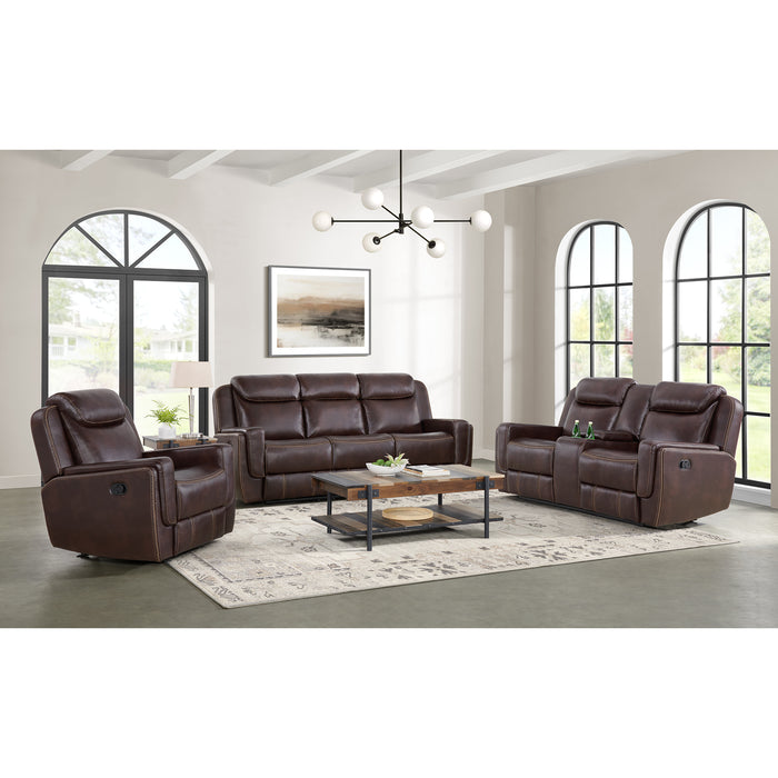 Panther 3PC Living Room Set in Neono Brown-Sofa, Loveseat & Recliner - Vida Furniture (Laredo,TX)