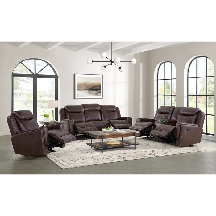 Panther 3PC Living Room Set in Neono Brown-Sofa, Loveseat & Recliner - Vida Furniture (Laredo,TX)