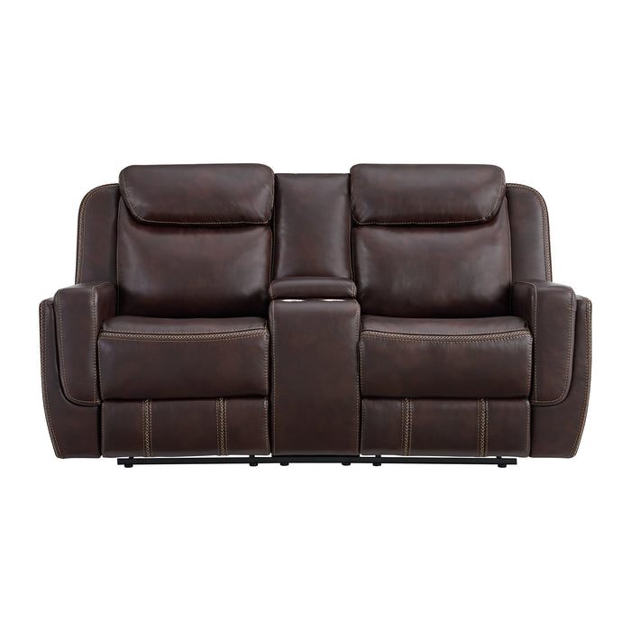 Panther Motion Loveseat with Console in Neono Brown - Vida Furniture (Laredo,TX)