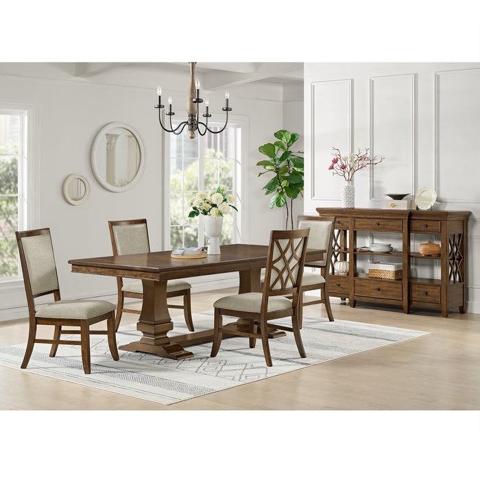 Phillipe Standard Height Dining Set in Cherry-Table and Four Chairs - Vida Furniture (Laredo,TX)
