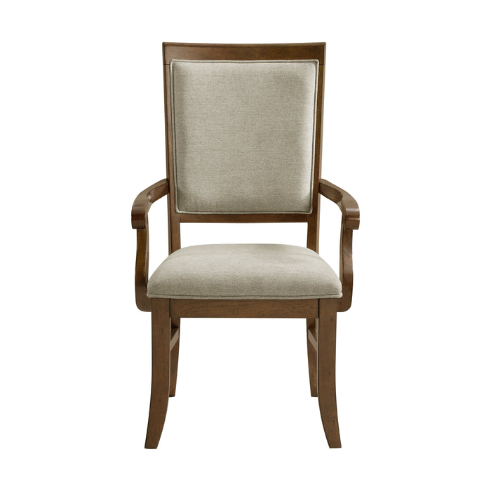 Phillipe Dining Arm Chair with Grey Fabric in Cherry (2 Per Carton) - Vida Furniture (Laredo,TX)