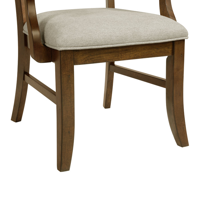 Phillipe Dining Arm Chair with Grey Fabric in Cherry (2 Per Carton) - Vida Furniture (Laredo,TX)
