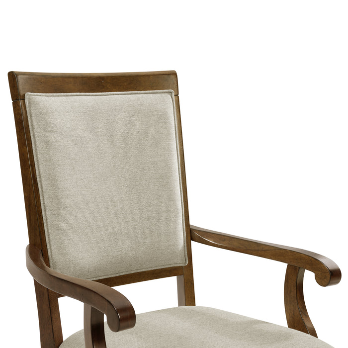 Phillipe Dining Arm Chair with Grey Fabric in Cherry (2 Per Carton) - Vida Furniture (Laredo,TX)