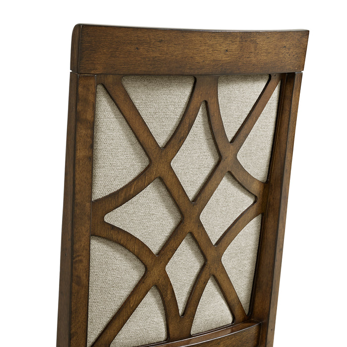 Phillipe Dining Arm Chair with Grey Fabric in Cherry (2 Per Carton) - Vida Furniture (Laredo,TX)