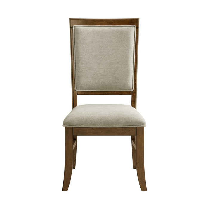 Phillipe Dining Side Chair with Grey Fabric in Cherry (2 Per Carton) - Vida Furniture (Laredo,TX)