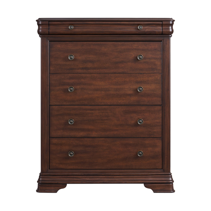 Phillipe 5-Drawer Chest in Cherry - Vida Furniture (Laredo,TX)