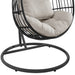 Playa Swing Egg Chair with Base and Pillar - Dark Grey and Olefin Beige - Vida Furniture (Laredo,TX)