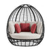 Playa Twin Egg Chair - Dark Grey and Olefin Beige with 3 Pillows - Vida Furniture (Laredo,TX)