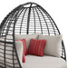 Playa Twin Egg Chair - Dark Grey and Olefin Beige with 3 Pillows - Vida Furniture (Laredo,TX)