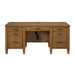 Portico Double Pedestal Desk with Power/USB in Brown Oak - Vida Furniture (Laredo,TX)