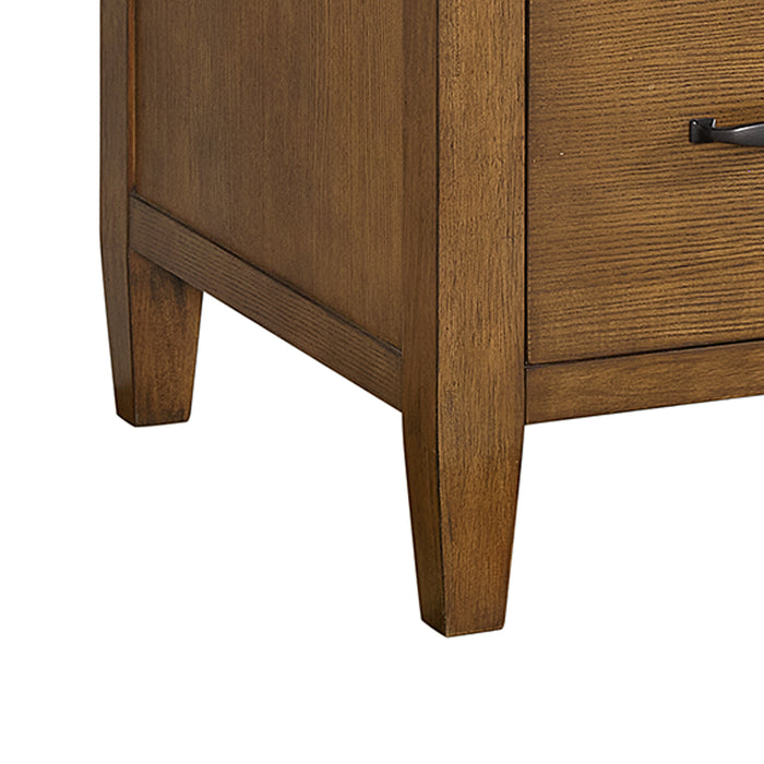 Portico Double Pedestal Desk with Power/USB in Brown Oak - Vida Furniture (Laredo,TX)