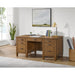 Portico Double Pedestal Desk with Power/USB in Brown Oak - Vida Furniture (Laredo,TX)