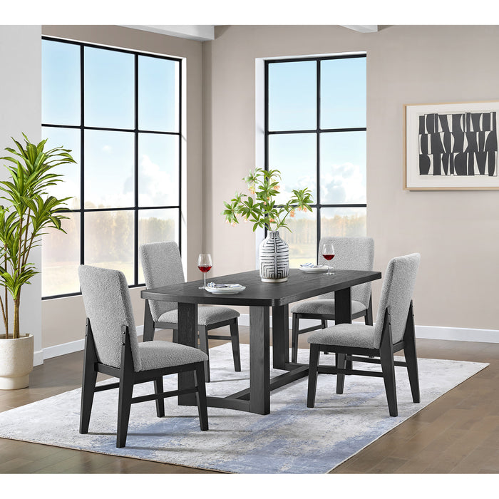 Portland Standard Height Dining Set in Black-Rectangular Table and Four Chairs - Vida Furniture (Laredo,TX)