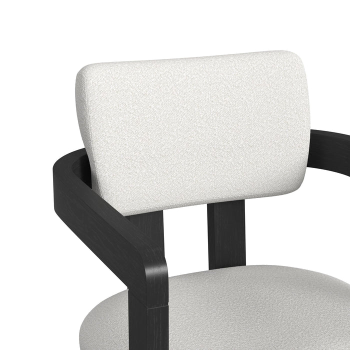 Portland Arm Counter Stool with White Fabric in Black (2 Per Carton) - Vida Furniture (Laredo,TX)