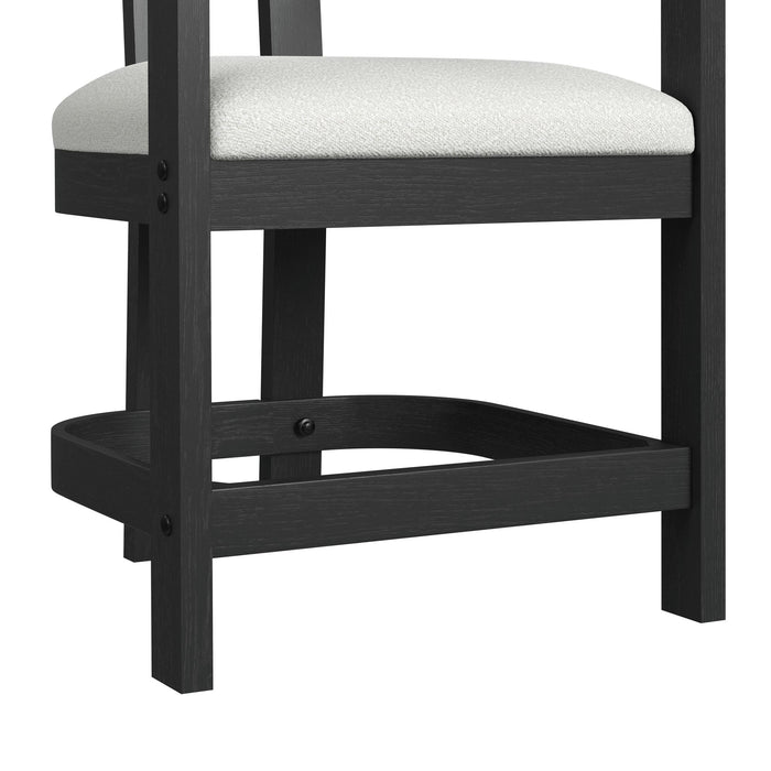 Portland Arm Counter Stool with White Fabric in Black (2 Per Carton) - Vida Furniture (Laredo,TX)