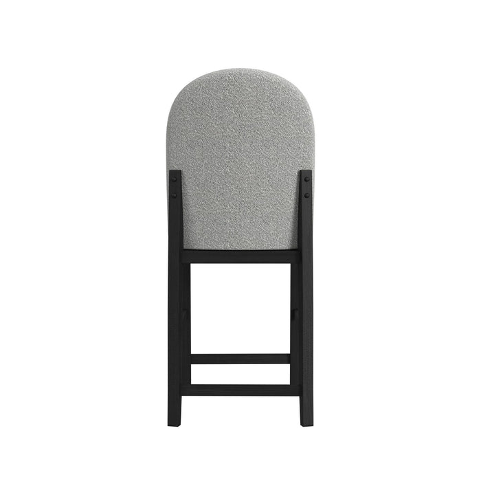 Portland Round Back Barstool with Grey Fabric in Black (2 Per Carton) - Vida Furniture (Laredo,TX)