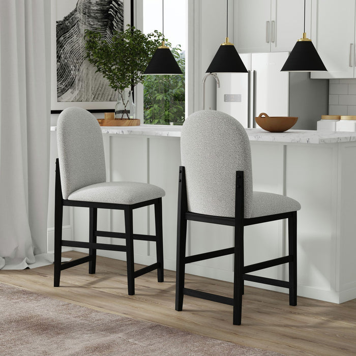 Portland Round Back Barstool with Grey Fabric in Black (2 Per Carton) - Vida Furniture (Laredo,TX)