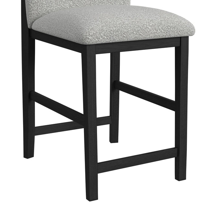 Portland Round Back Barstool with Grey Fabric in Black (2 Per Carton) - Vida Furniture (Laredo,TX)