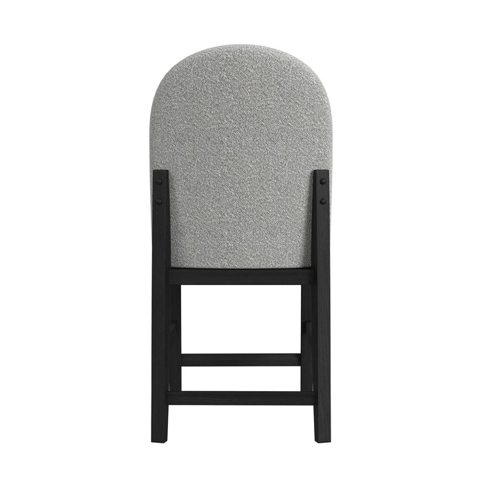 Portland Round Back Counter Stool with Grey Fabric in Black (2 Per Carton) - Vida Furniture (Laredo,TX)