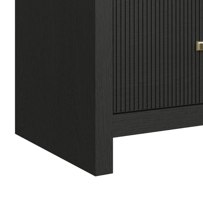 Ridgemont Dresser and Mirror Set in Black with Grain - Vida Furniture (Laredo,TX)