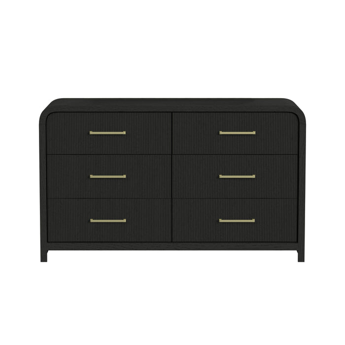 Ridgemont 6-Drawer Dresser in Black with Grain - Vida Furniture (Laredo,TX)