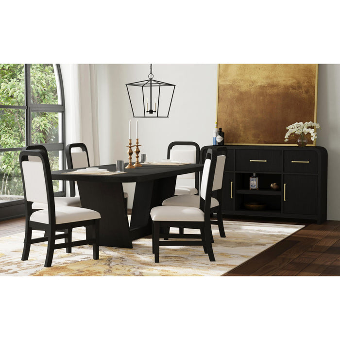 Ridgemont Dining Side Chair with White Fabric in Black with Grain (2 Per Carton) - Vida Furniture (Laredo,TX)