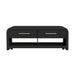 Ridgemont Coffee Table with Casters/Push Through Drawer in Black with Grain - Vida Furniture (Laredo,TX)
