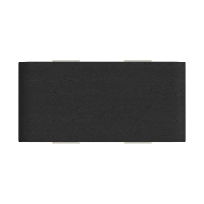 Ridgemont Coffee Table with Casters/Push Through Drawer in Black with Grain - Vida Furniture (Laredo,TX)