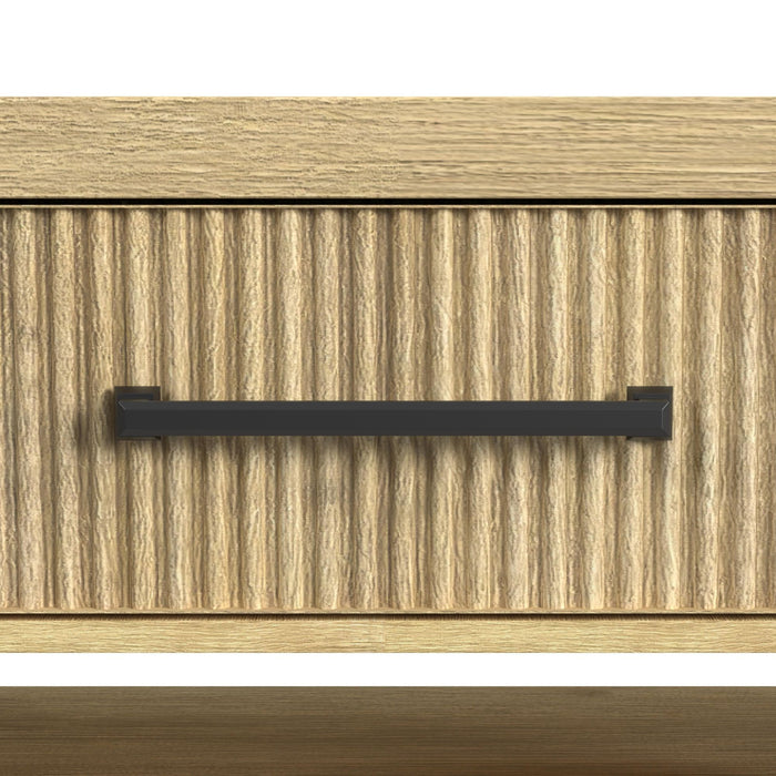 Ridgemont Coffee Table with Casters/Push Through Drawer in Natural - Vida Furniture (Laredo,TX)