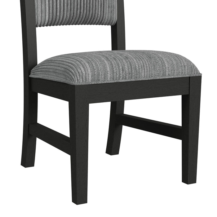 Ridgemont Standard Height Dining Set in Black with Grain-Table and Four Grey Fabric Chairs - Vida Furniture (Laredo,TX)