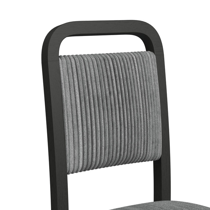 Ridgemont Dining Side Chair with Grey Fabric in Black with Grain (2 Per Carton) - Vida Furniture (Laredo,TX)
