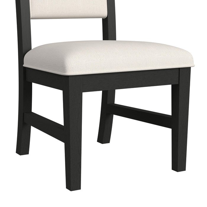 Ridgemont Standard Height Dining Set in Black with Grain-Table and Four Grey Fabric Chairs - Vida Furniture (Laredo,TX)