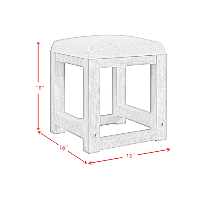 Ridgemont Dressing Stool with White Fabric in Black with Grain - Vida Furniture (Laredo,TX)