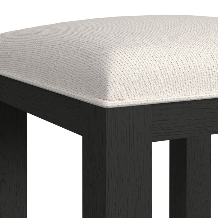 Ridgemont Dressing Stool with White Fabric in Black with Grain - Vida Furniture (Laredo,TX)