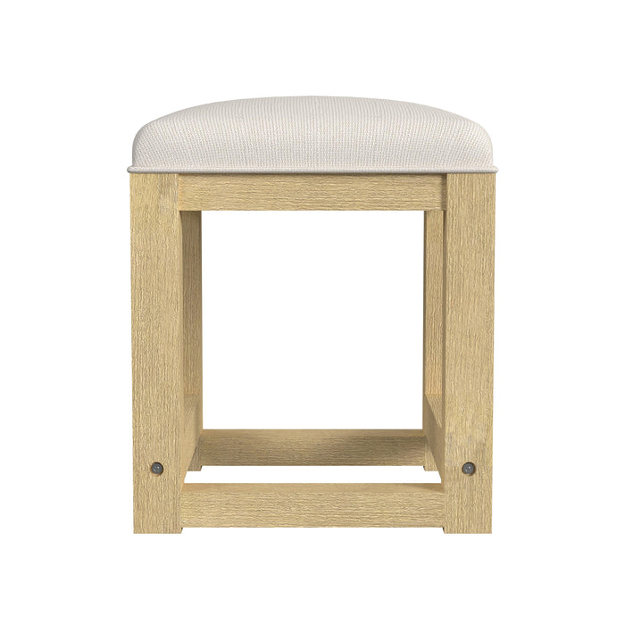 Ridgemont Dressing Stool with White Fabric in Natural - Vida Furniture (Laredo,TX)