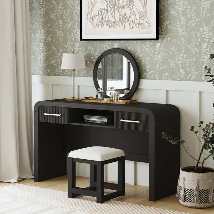 Ridgemont Dressing Table in Black with Grain - Vida Furniture (Laredo,TX)