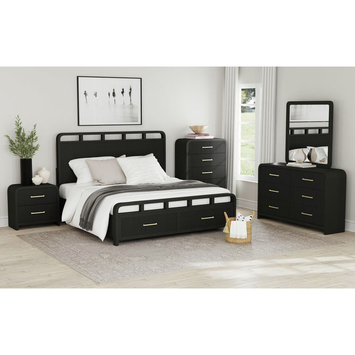 Ridgemont Storage Bedroom Set in Black with Grain - Vida Furniture (Laredo,TX)