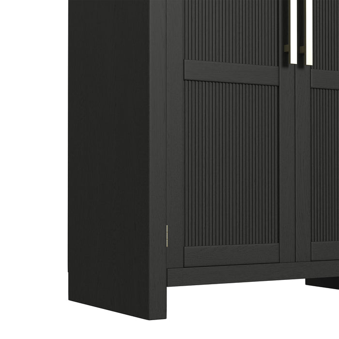 Ridgemont Large Bookcase in Black with Grain - Vida Furniture (Laredo,TX)