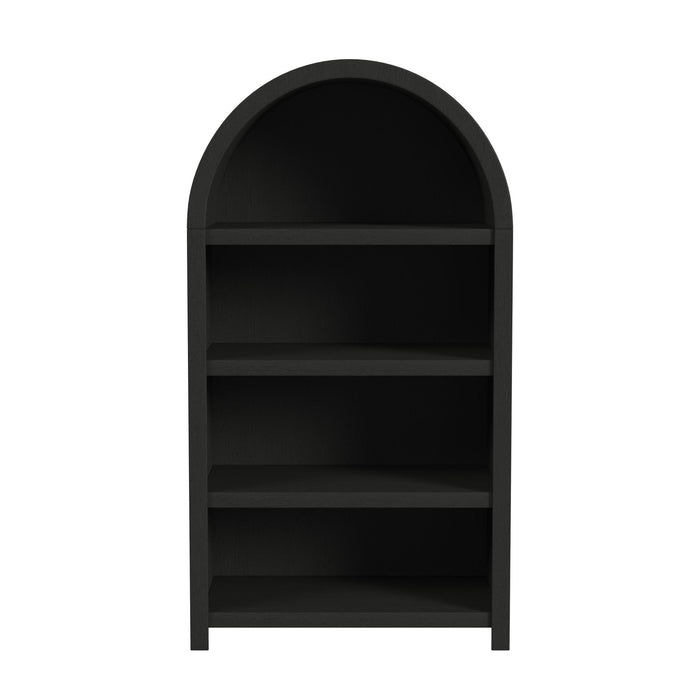 Ridgemont Open Bookcase in Black with Grain - Vida Furniture (Laredo,TX)