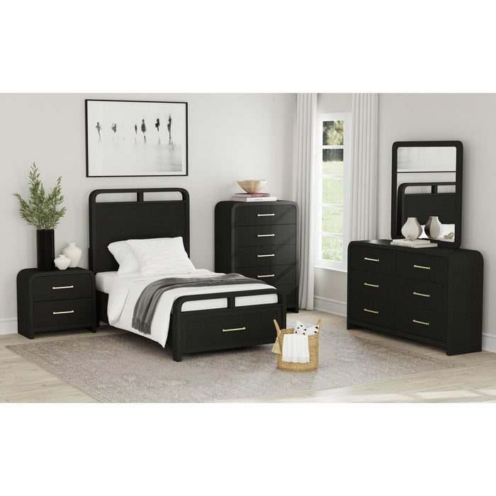 Ridgemont 5-Drawer Chest in Black with Grain - Vida Furniture (Laredo,TX)
