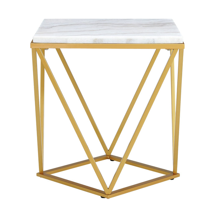 Riko Square End Table W/Gold Metal Leg - Vida Furniture (Laredo,TX)