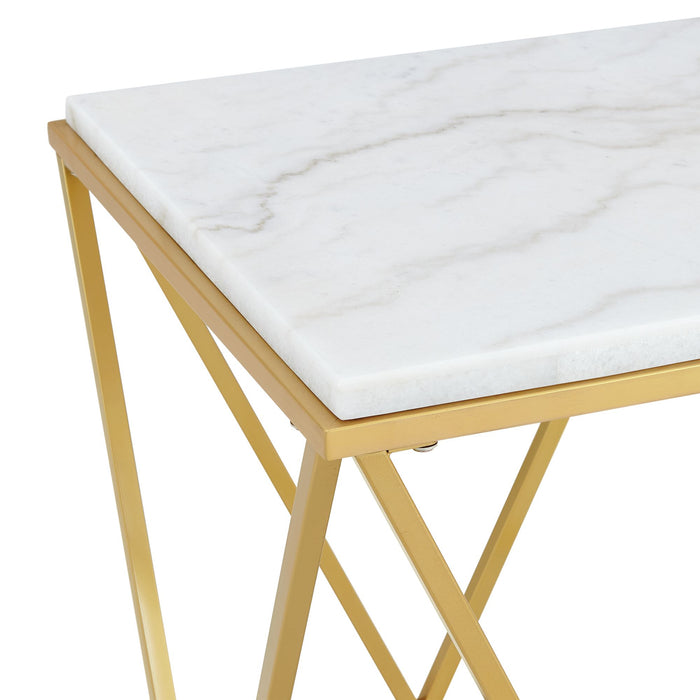 Riko Square End Table W/Gold Metal Leg - Vida Furniture (Laredo,TX)