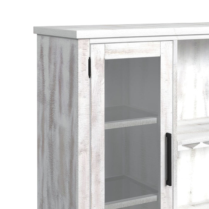 Rogen Rustic Buffet & Hutch with LED in Rustic White - Vida Furniture (Laredo,TX)