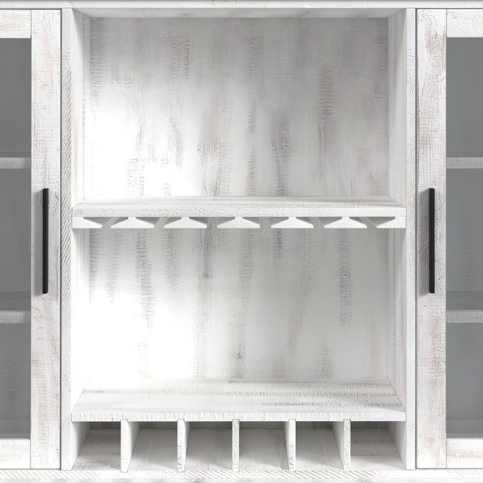 Rogen Rustic Buffet & Hutch with LED in Rustic White - Vida Furniture (Laredo,TX)