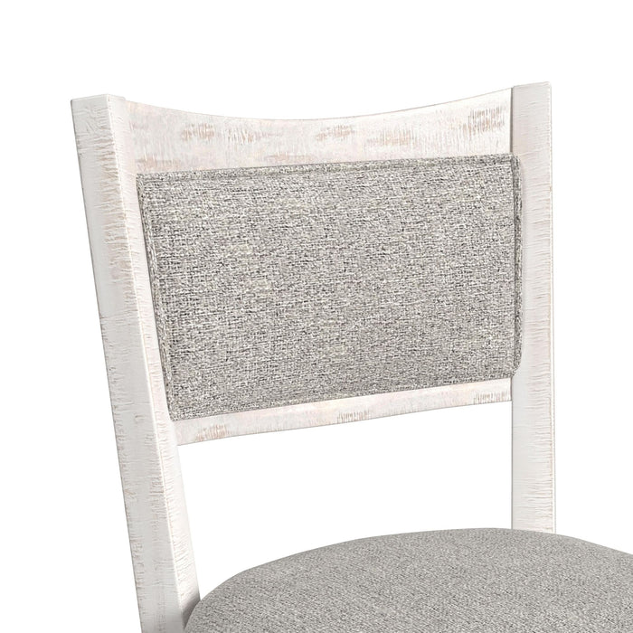 Rogen Rustic Swivel Bar Stool with Grey Fabric in Rustic White (2 Per Carton) - Vida Furniture (Laredo,TX)